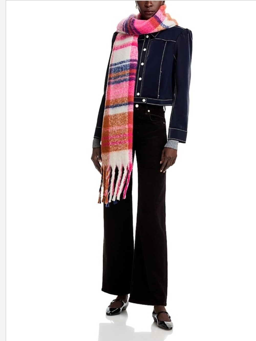 Aqua for Bloomingdale's Lulla Madras Plaid Blanket Scarf. Gift. Cold Weather.NWT
